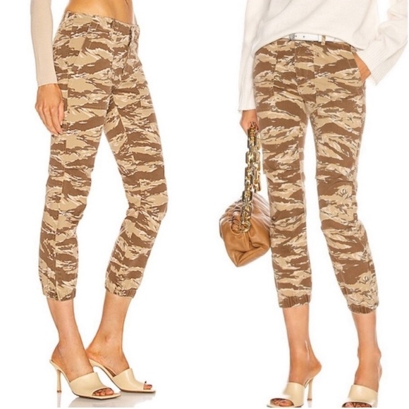 NILI LOTAN Cropped French Military Pants Khaki Tiger Camo - Picture 5 of 10